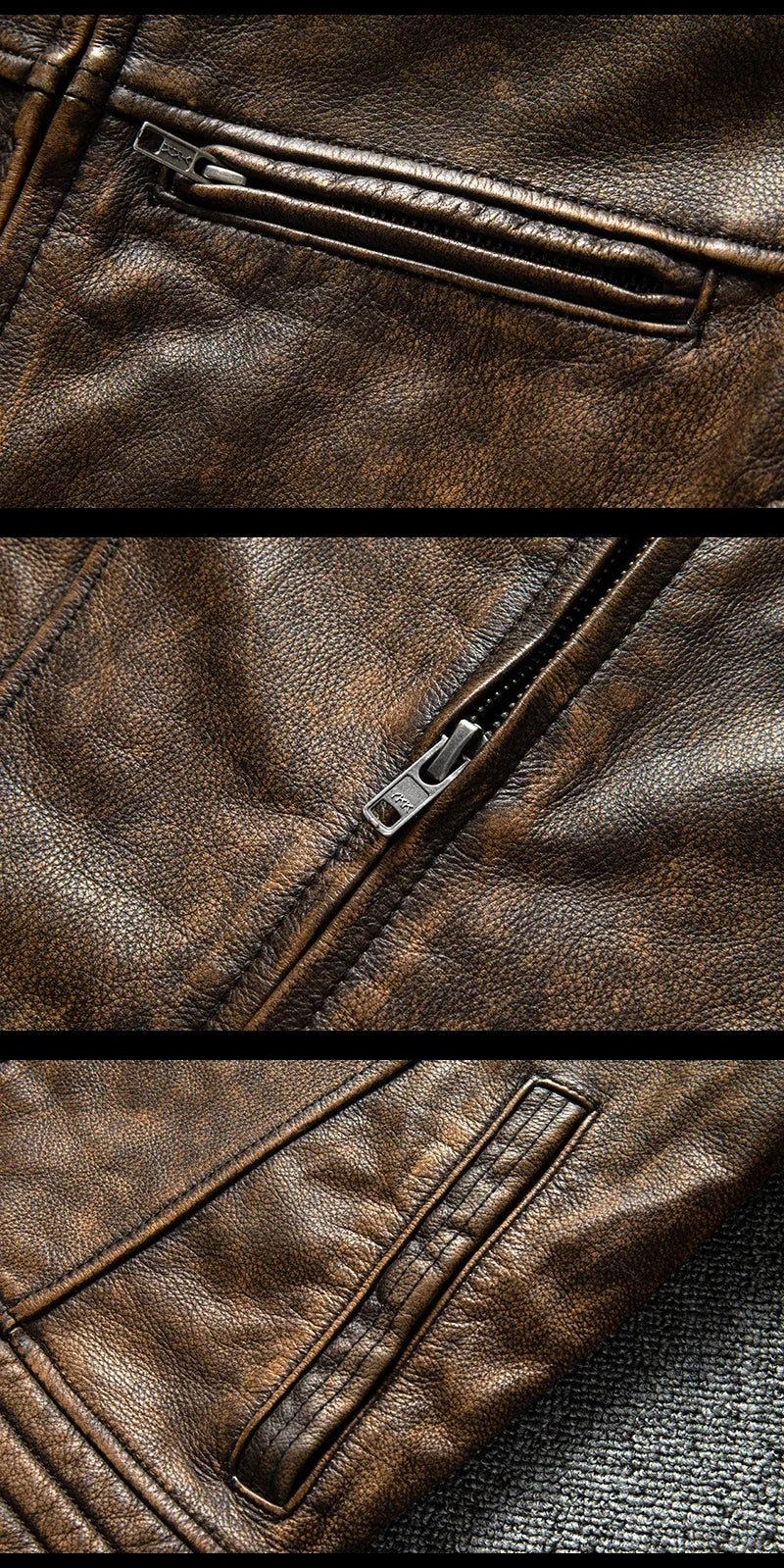 Vintage Men Motorcycle Leather Jacket.