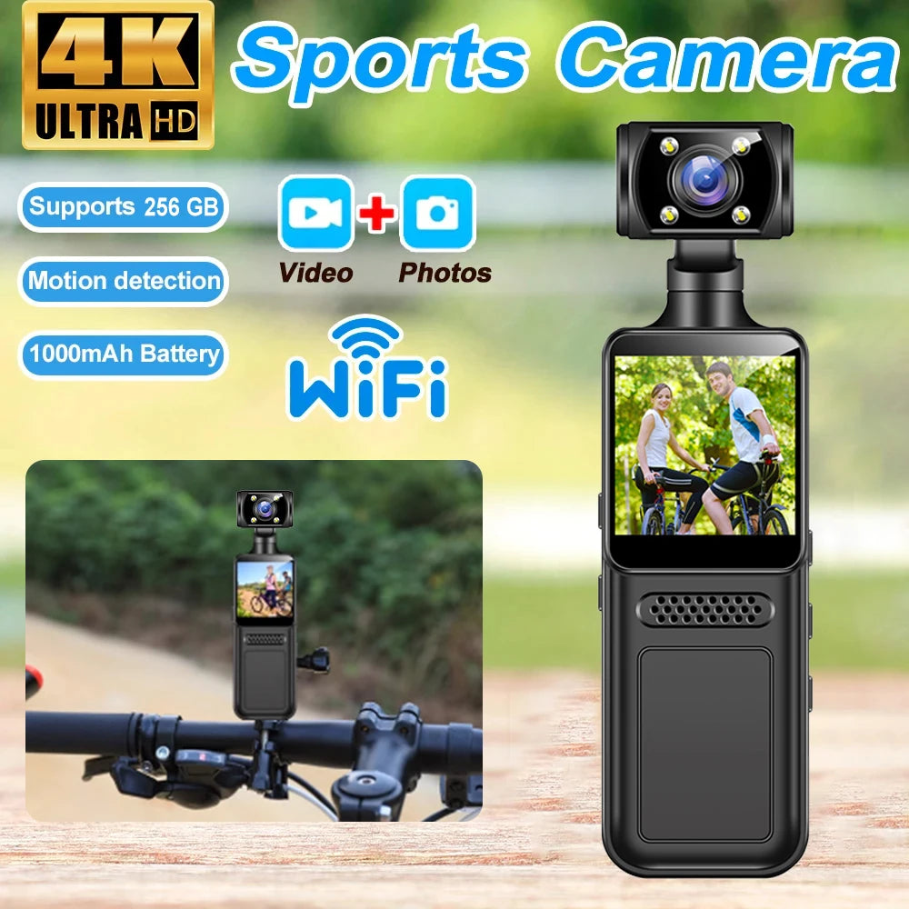 128GB 4K Ultra HD Action Mini Camera 180 Rotatable Vlog.