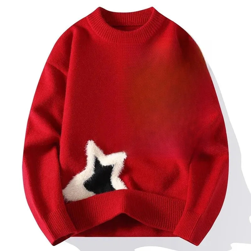 Trendy Men's Loose-Fit Knitted Sweater.
