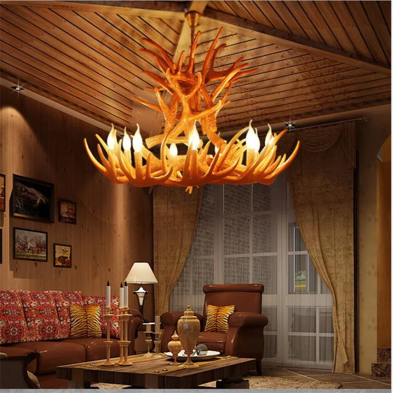 9 Head Candle Antler Chandelier.