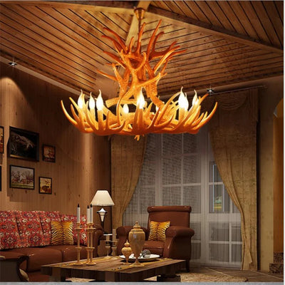 9 Head Candle Antler Chandelier.