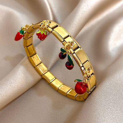 Pepper Cherry Pendant Elastic Bangles Bracelets.