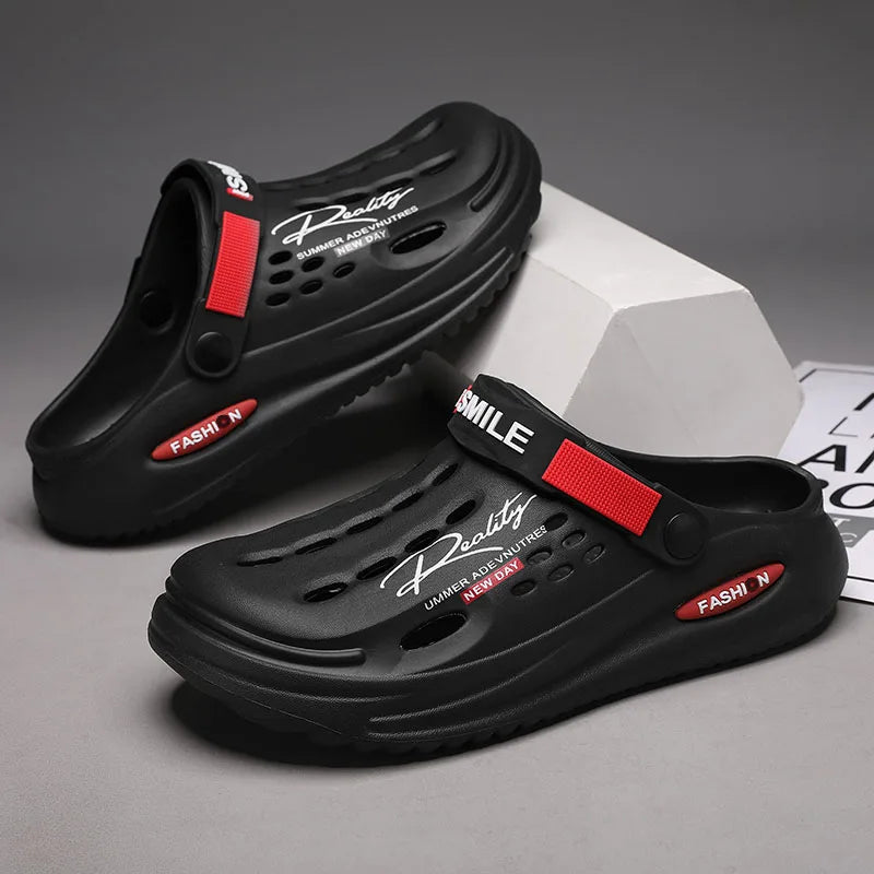 Men Clogs Soft Sole Breathable Beach Slippers.