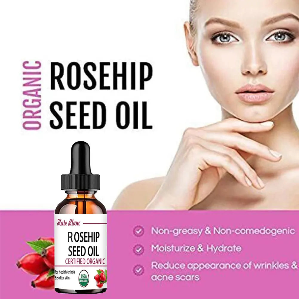 Pure Essential Oils Rosehip Oil Moisturizing Brighten Skin Color.