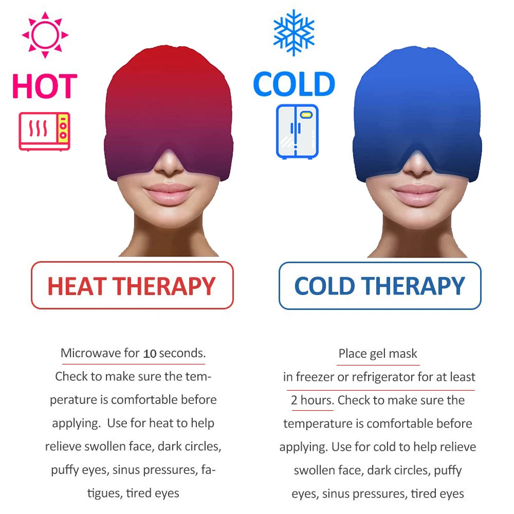 Head Massager Cap Gel Hot Cold Therapy.
