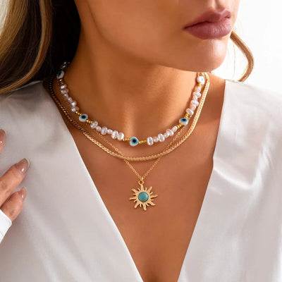 Sunflower Green Stone Pendant Necklace.