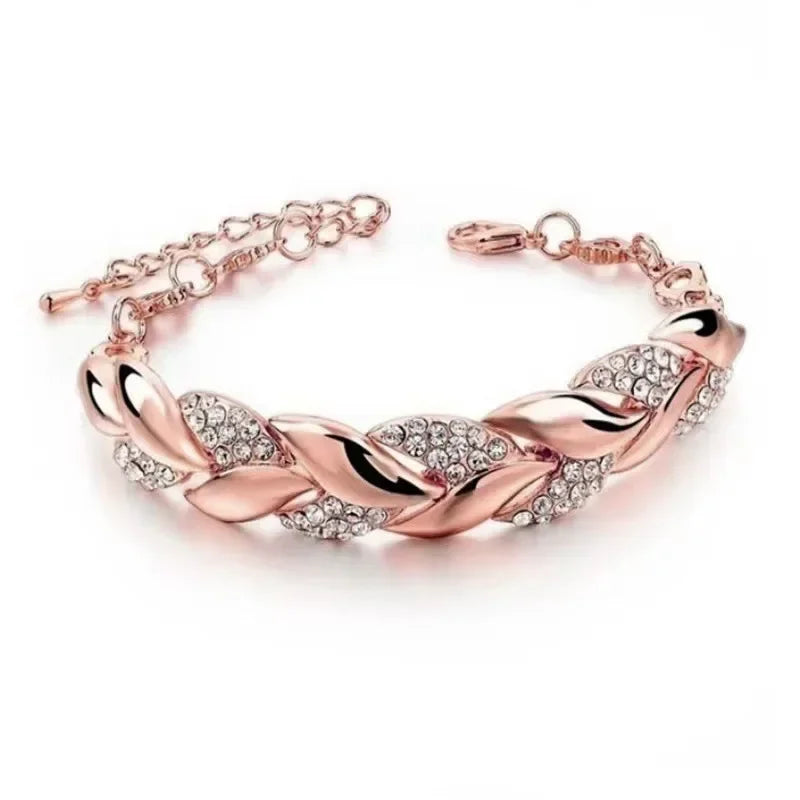 Luxury Love Braided Leaf Bracelet.