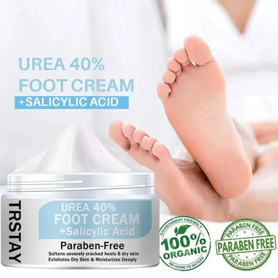Foot cream with urea 40% and salicylic acid for rough, thick, cracked, dry skin, paraben-free and organic