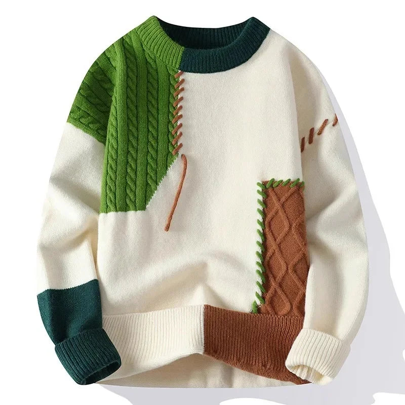 Trendy Men's Loose-Fit Knitted Sweater.