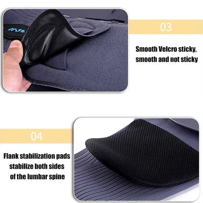 Adjustable back brace with smooth Velcro and flank stabilization pads for lumbar support