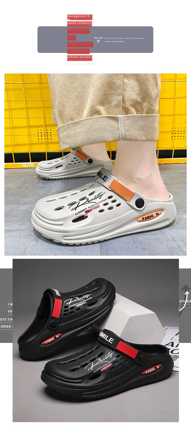 Men Clogs Soft Sole Breathable Beach Slippers.
