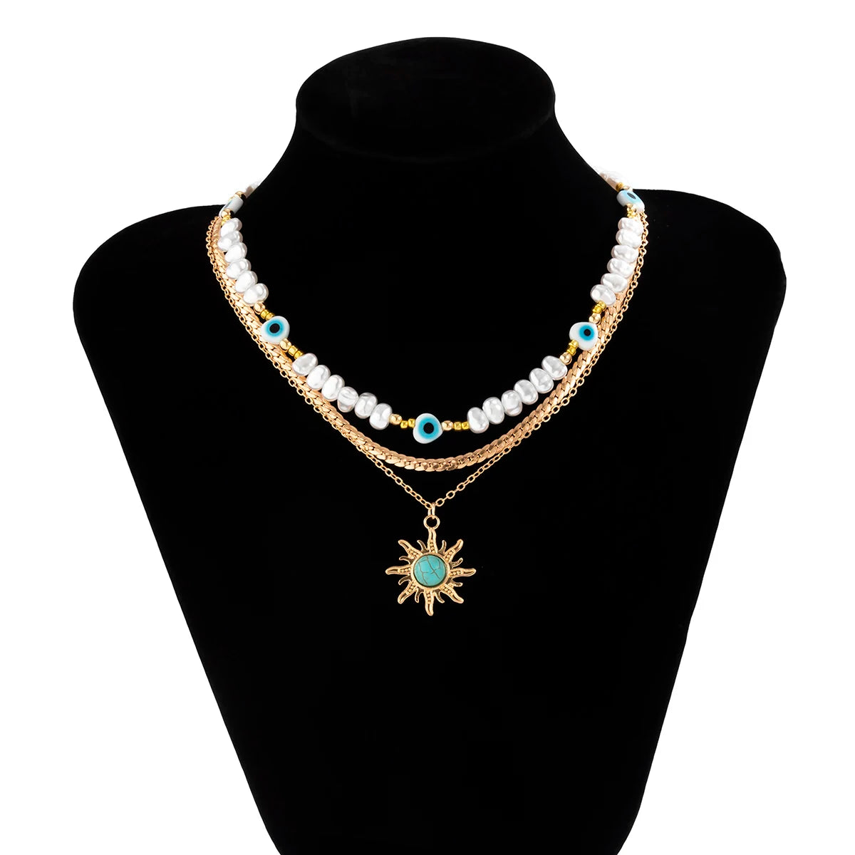Sunflower Green Stone Pendant Necklace.