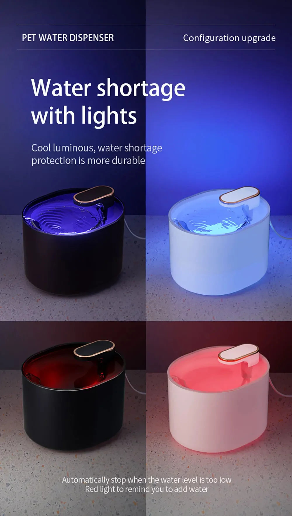 Cat Water Fountain 3L Automatic Dispenser with LED.