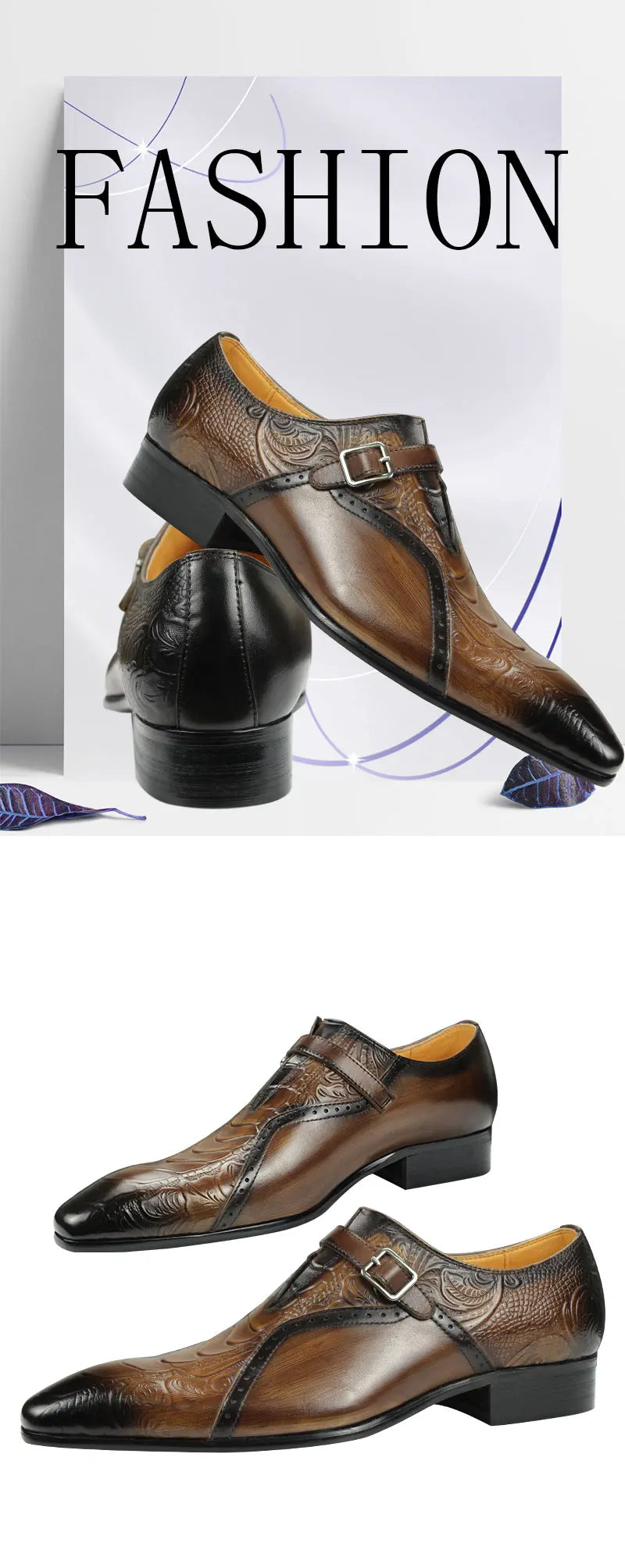 Deluxe Trendy Men's Leather Brogue Shoes.