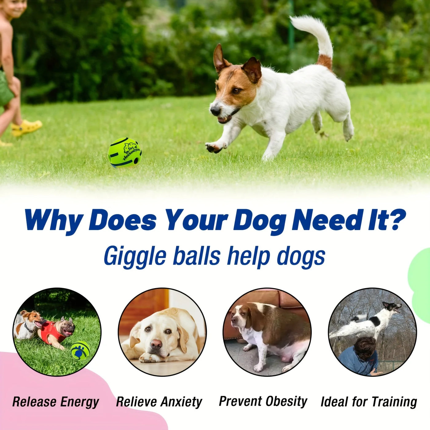 Squeaky Giggle Wobble Ball - Durable, Interactive Chew Toy.