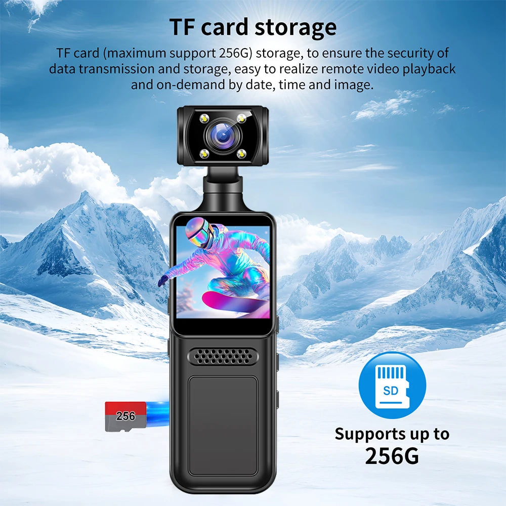 128GB 4K Ultra HD Action Mini Camera 180 Rotatable Vlog.