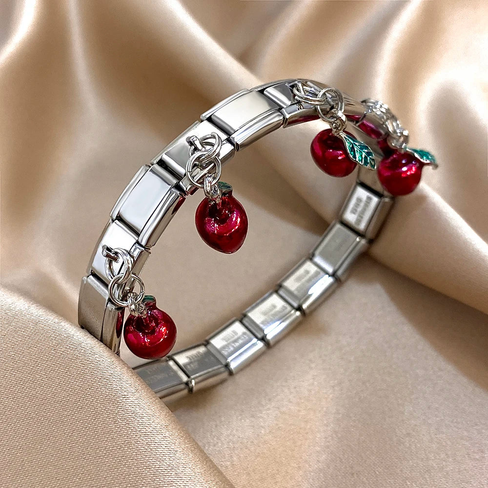 Pepper Cherry Pendant Elastic Bangles Bracelets.