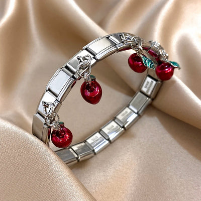 Pepper Cherry Pendant Elastic Bangles Bracelets.