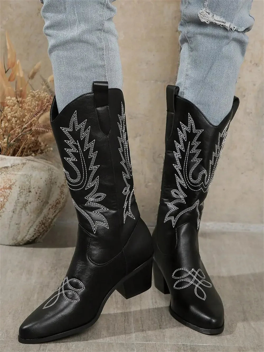 Block Heels Cowboy Women Boots.