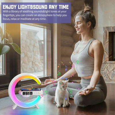 Atmosphere Light Wireless Charger Speaker Clock.