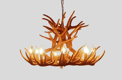 9 Head Candle Antler Chandelier.