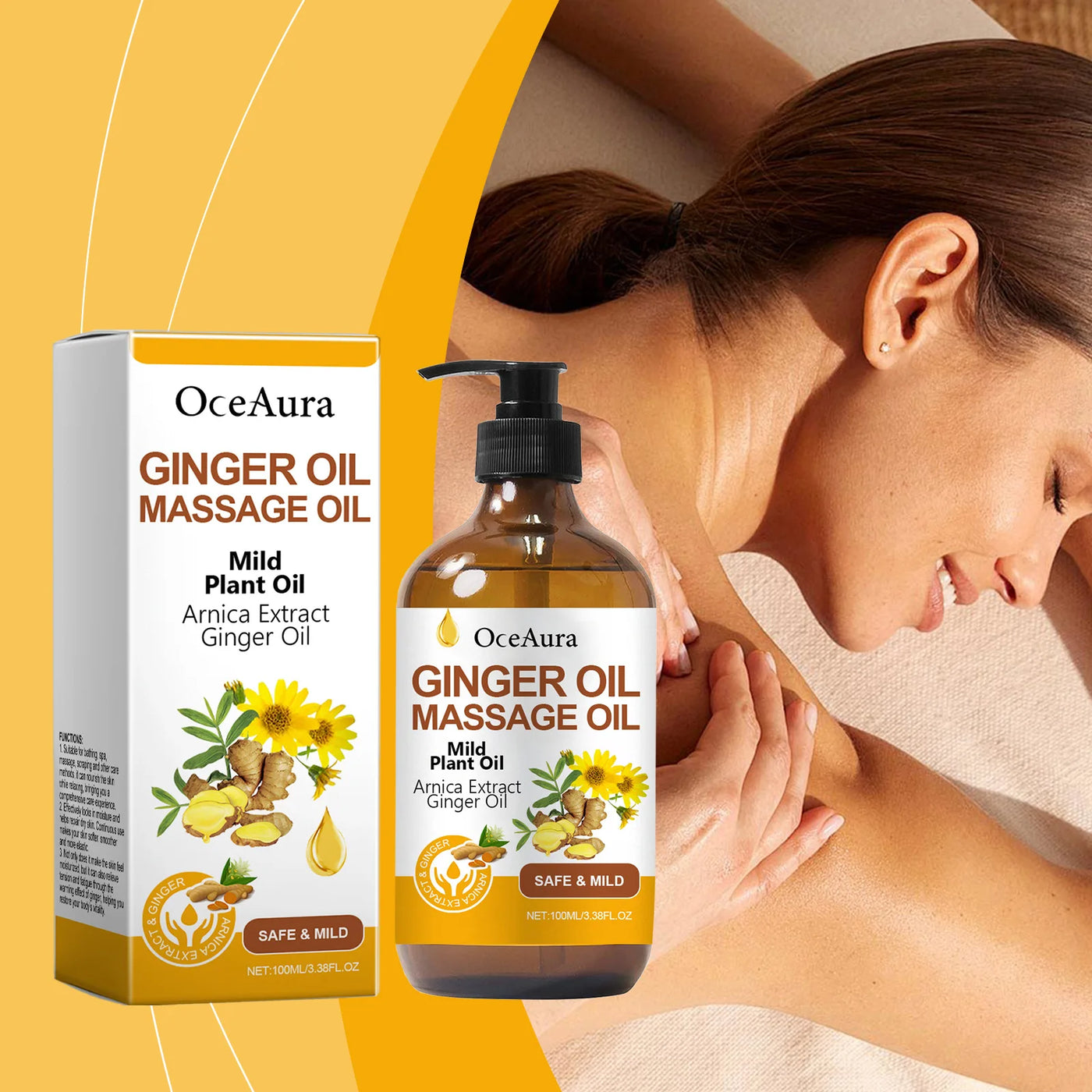 Body Relaxing Essential Oil Ginger Massage Oil Improve Rough Dry Skin.