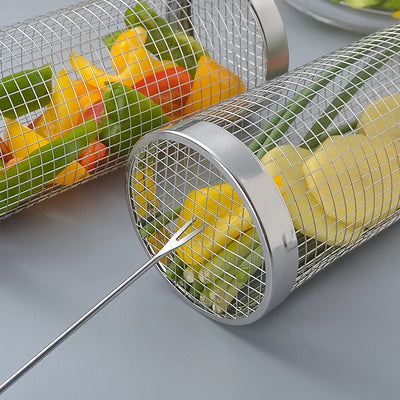 BBQ Basket Grilling Rolling  Mesh Cylinder.