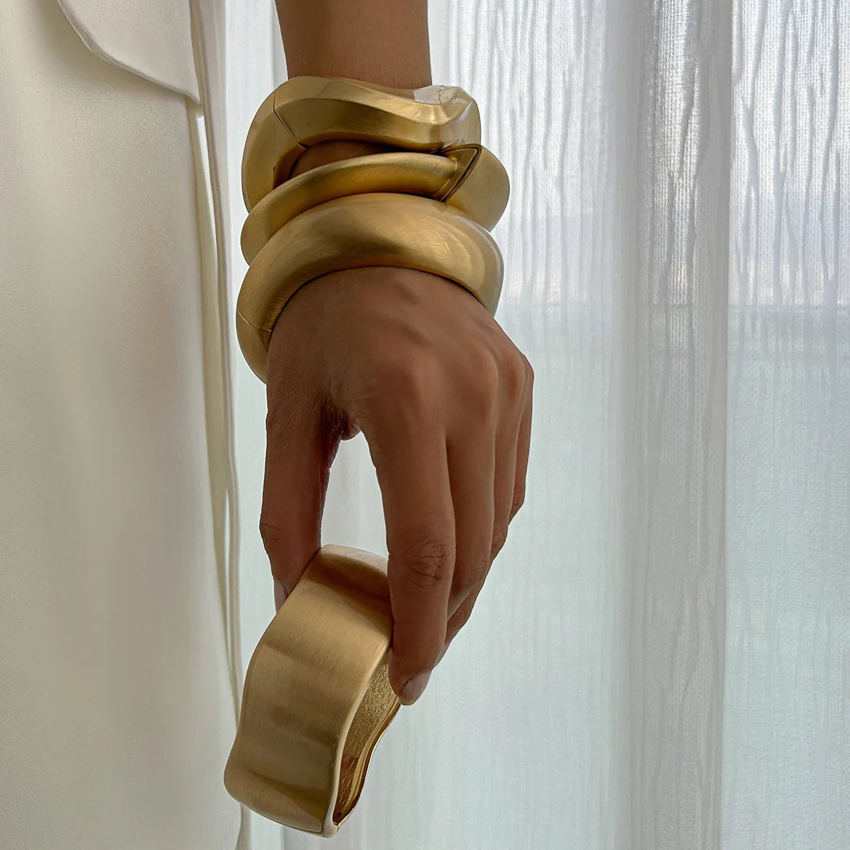Chunky Heavy Wide Metal Water Drop Bangles.