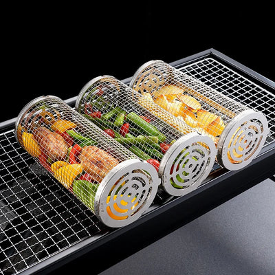 BBQ Basket Grilling Rolling  Mesh Cylinder.