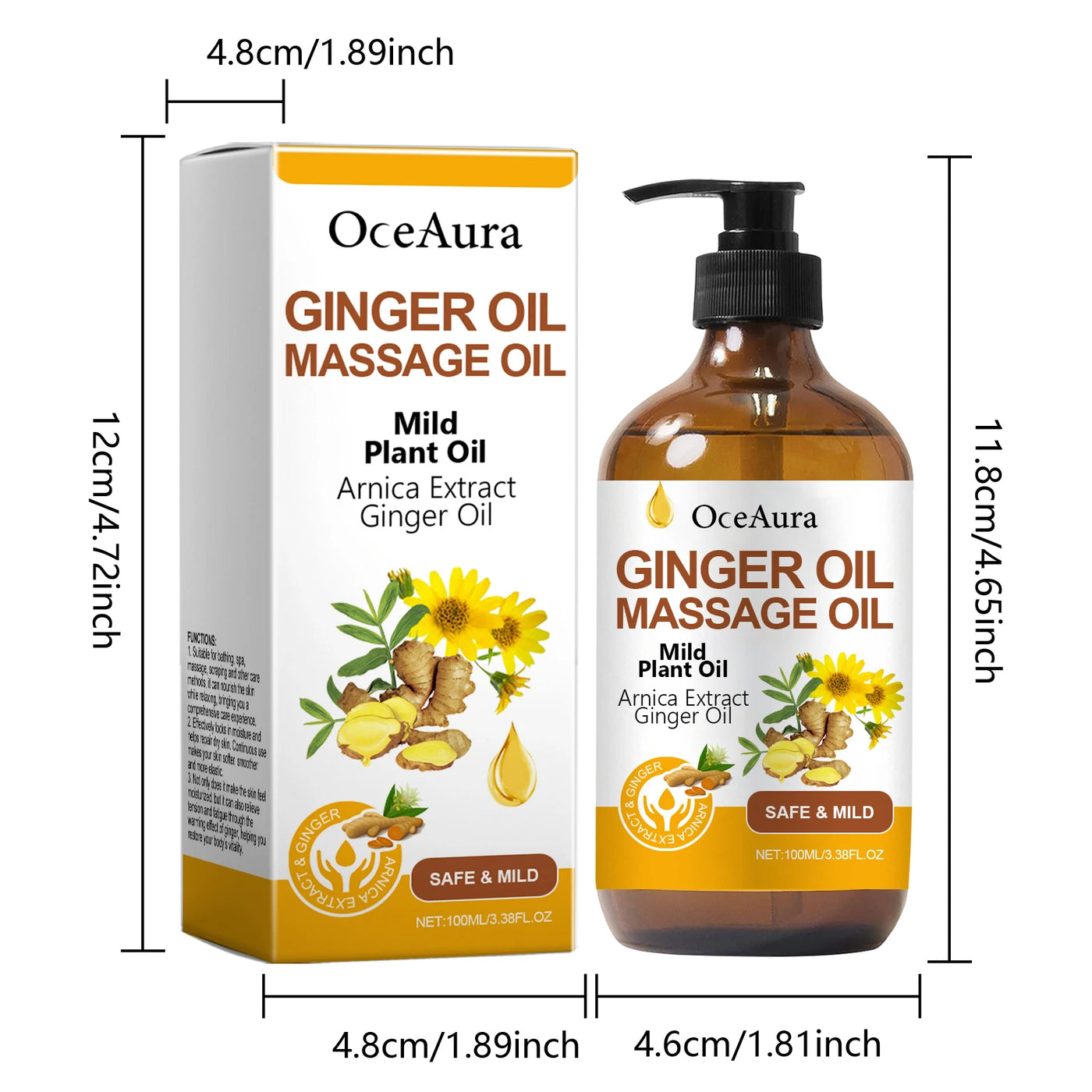 Body Relaxing Essential Oil Ginger Massage Oil Improve Rough Dry Skin.