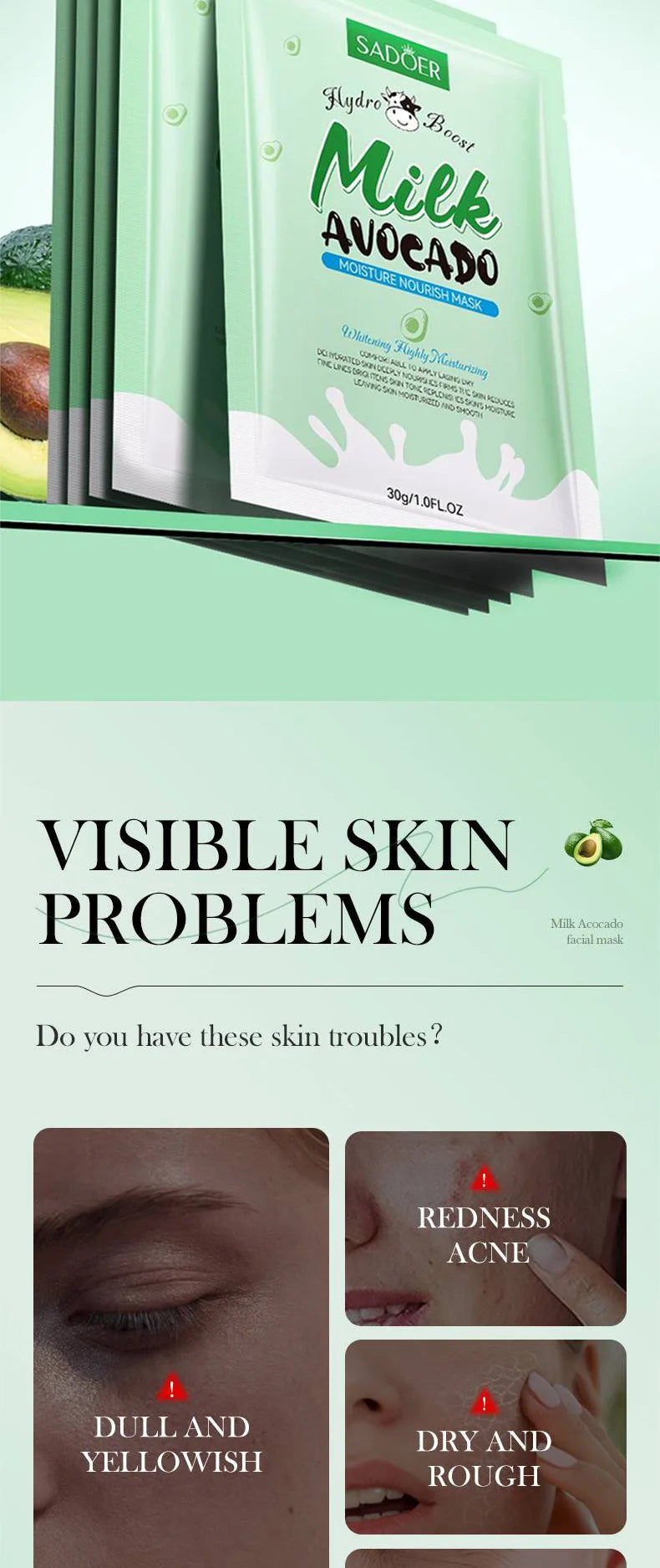 Milk Fruits Facial Masks Vitamin C Avocado.
