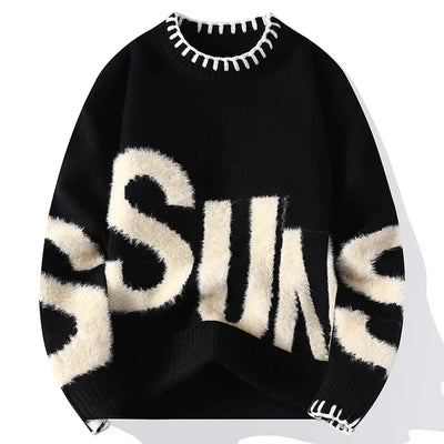Trendy Men's Loose-Fit Knitted Sweater.