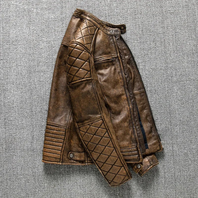 Vintage Men Motorcycle Leather Jacket.