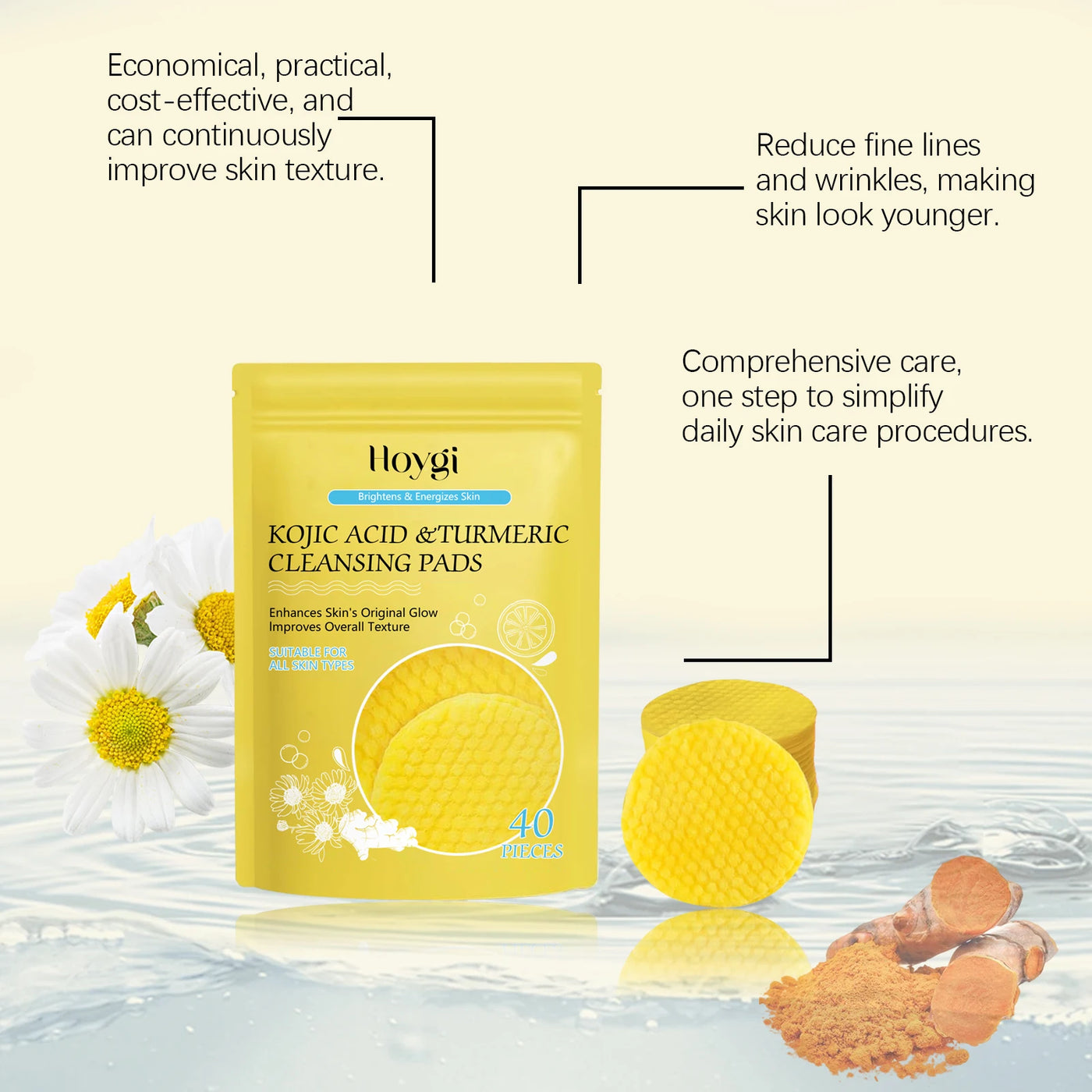 Turmeric Kojic Acid Cleansing Pads Exfoliating Pads.