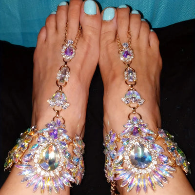 Anklet Colorful Faux Crystal Beach Accessories.