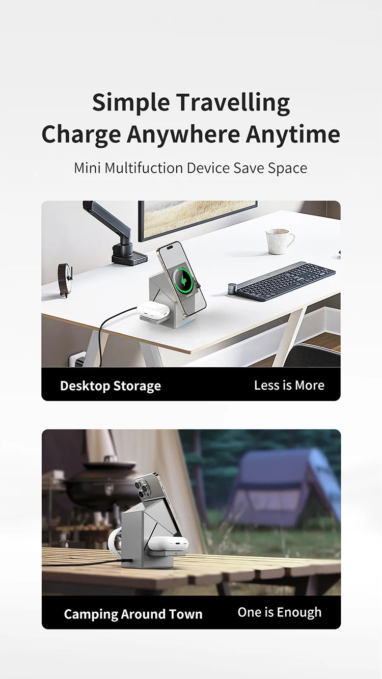 Qi2 3-in-1 Wireless Charger with Auto-Rotating Magic Cube.
