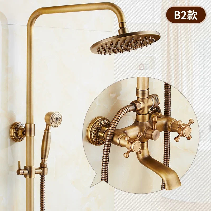 Rainfall Shower Set Antique Bronze Faucet Set.
