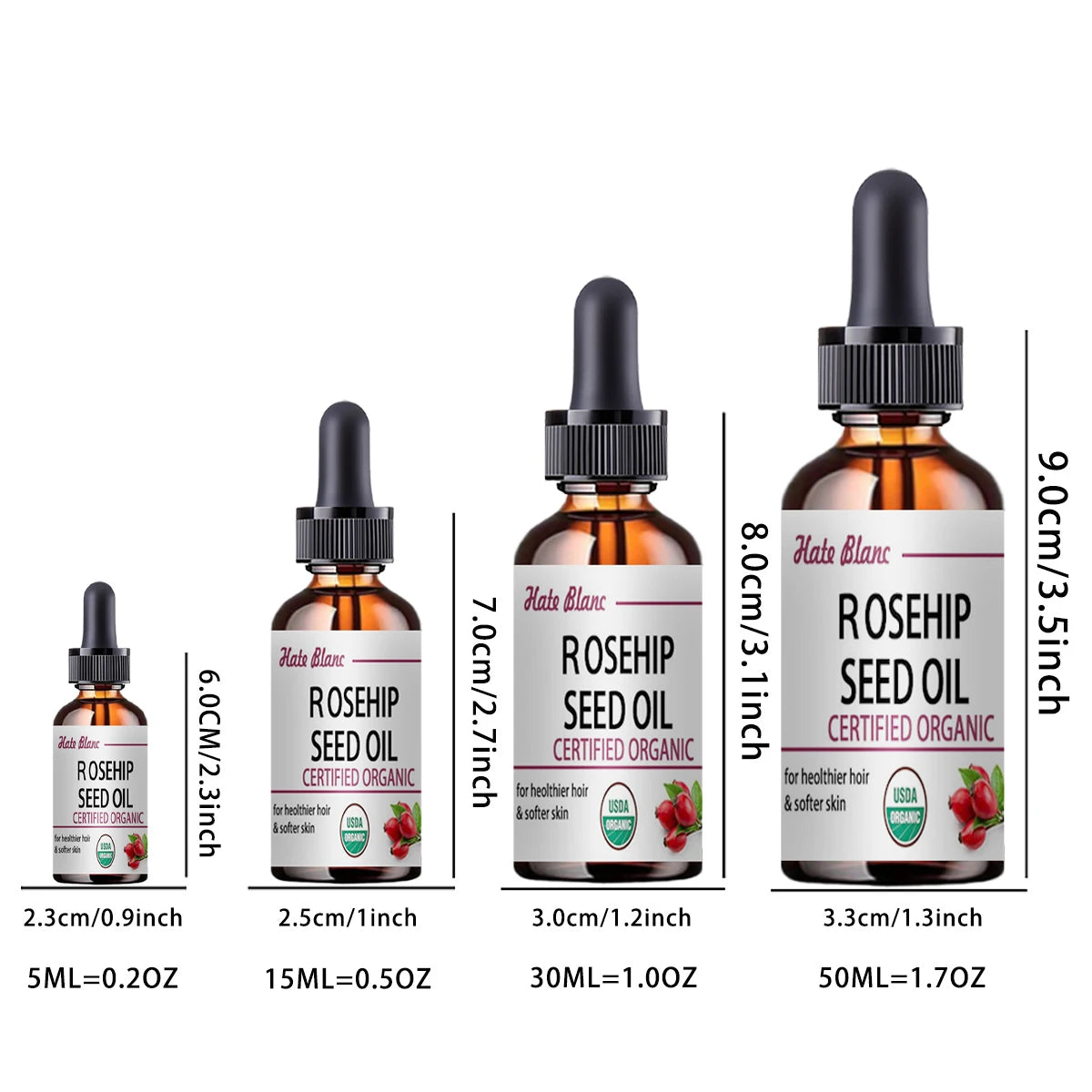 Pure Essential Oils Rosehip Oil Moisturizing Brighten Skin Color.