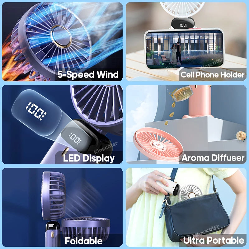 Mini Fan Foldable Portable Neck Hanging.