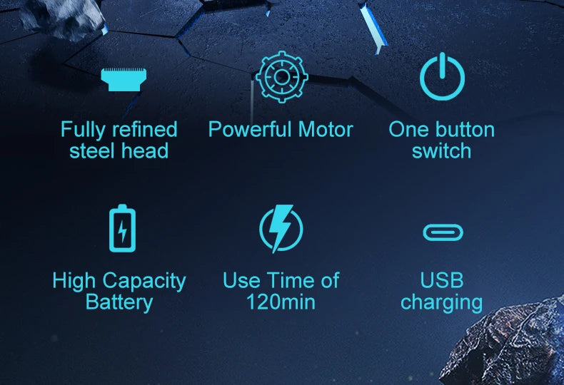 Adjustable cutter head with USB charging for electric hair clipper.