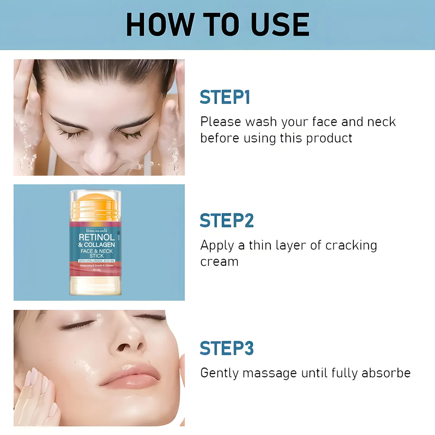 Retinol Face and Neck Treatment Bar with Firming Elasticity Improve Loose Skin.