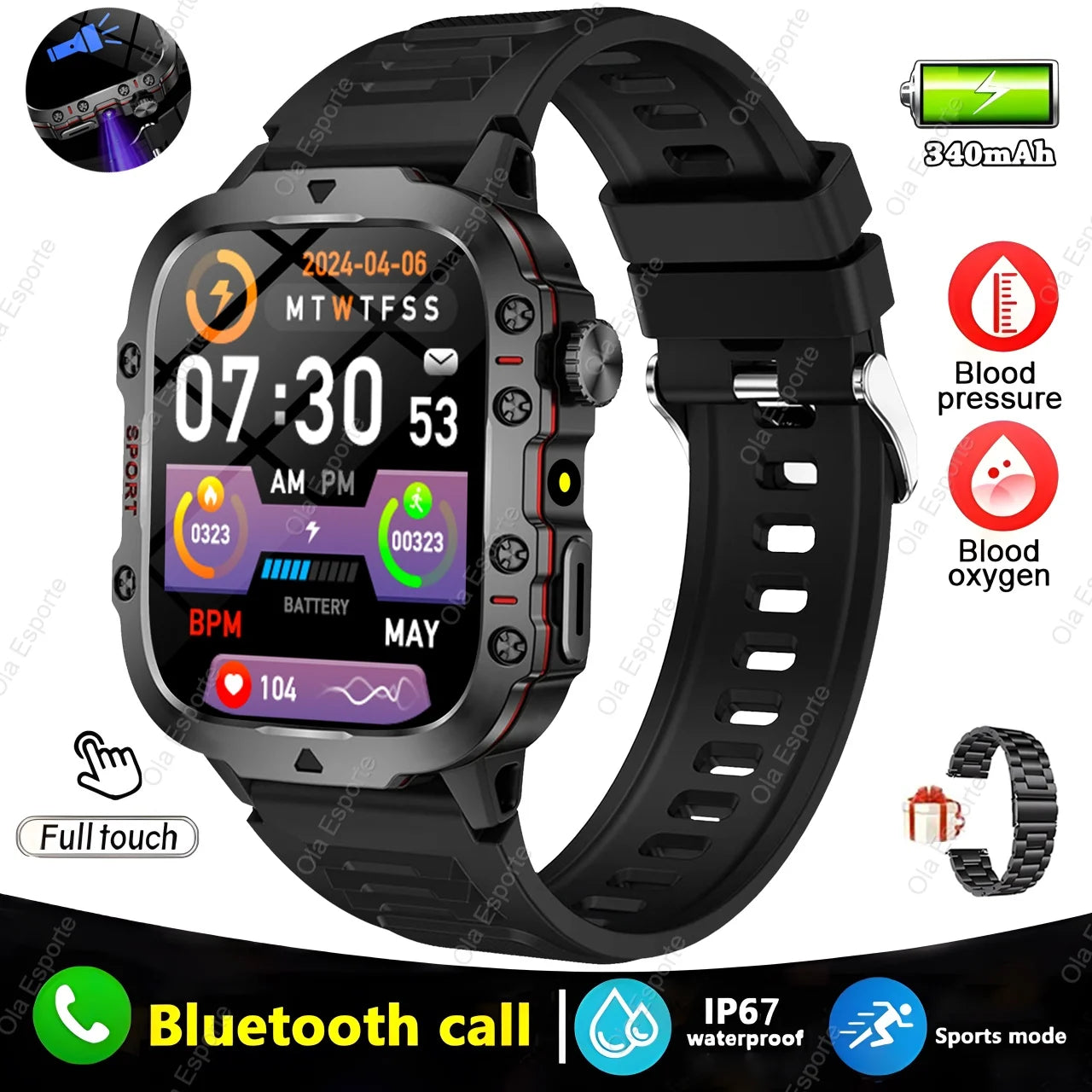 Military Smart Watch Sports Fitness Tracker.