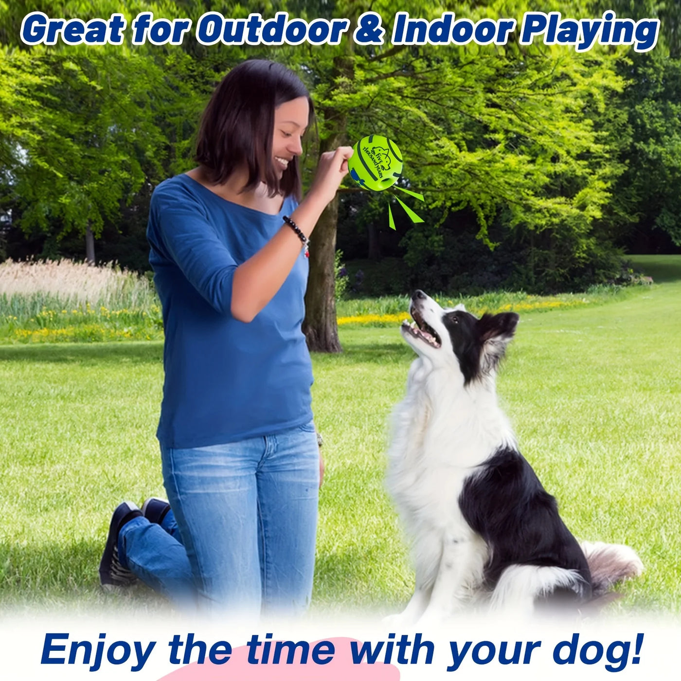 Squeaky Giggle Wobble Ball - Durable, Interactive Chew Toy.