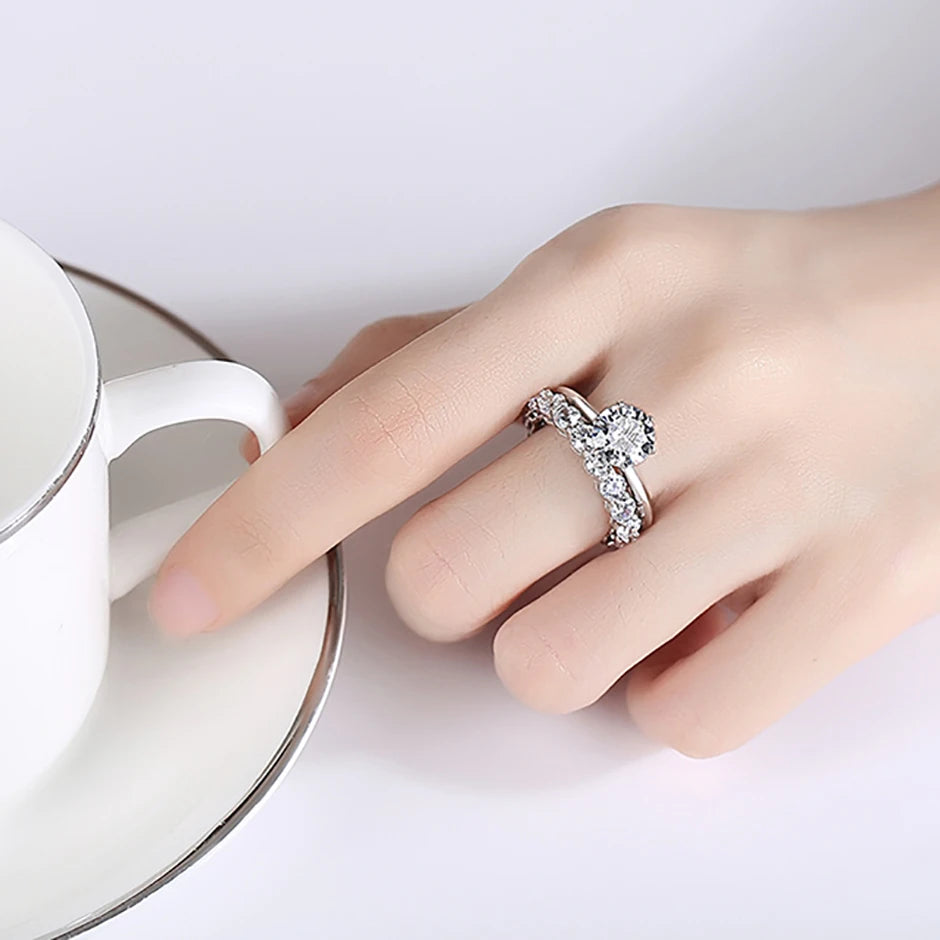 925 Sterling Silver Diamond Wedding Ring