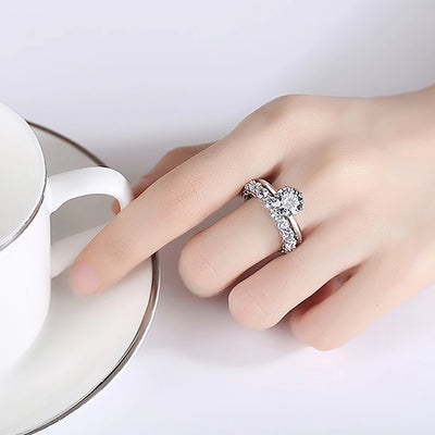 925 Sterling Silver Diamond Wedding Ring