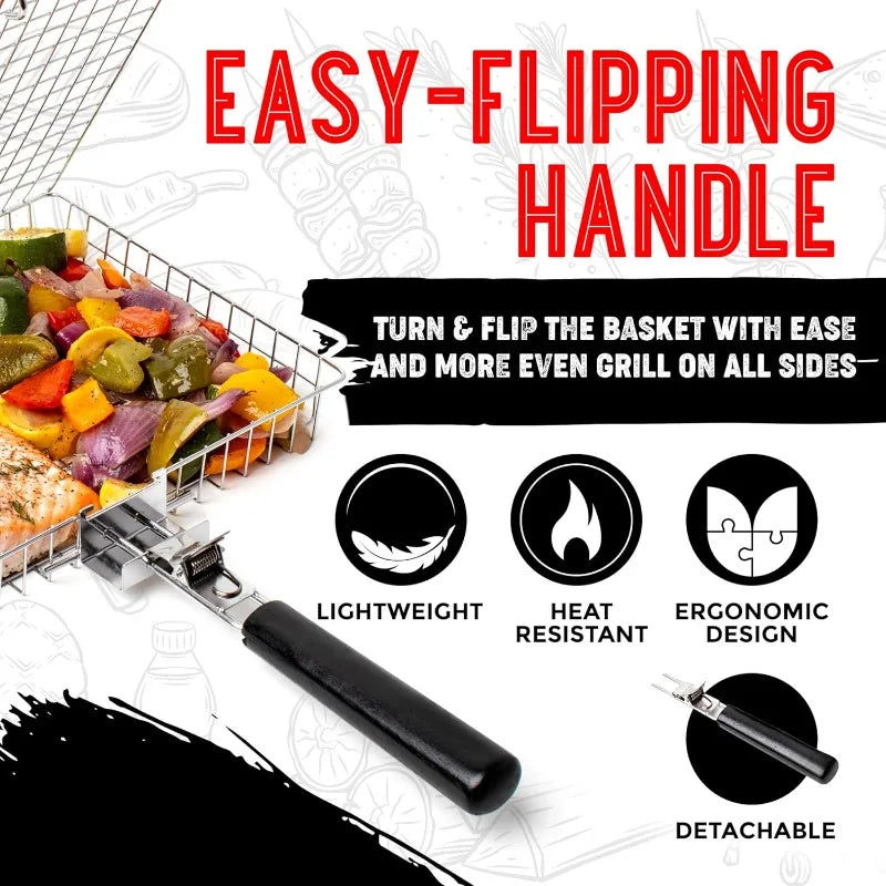 Stainless Steel Folding Grill Basket.