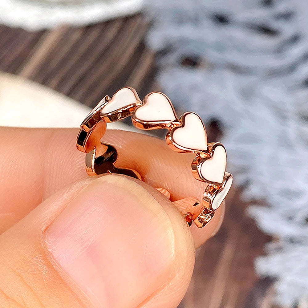 Heart Rings Rose Gold Color.