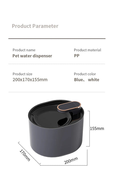 Cat Water Fountain 3L Automatic Dispenser with LED.