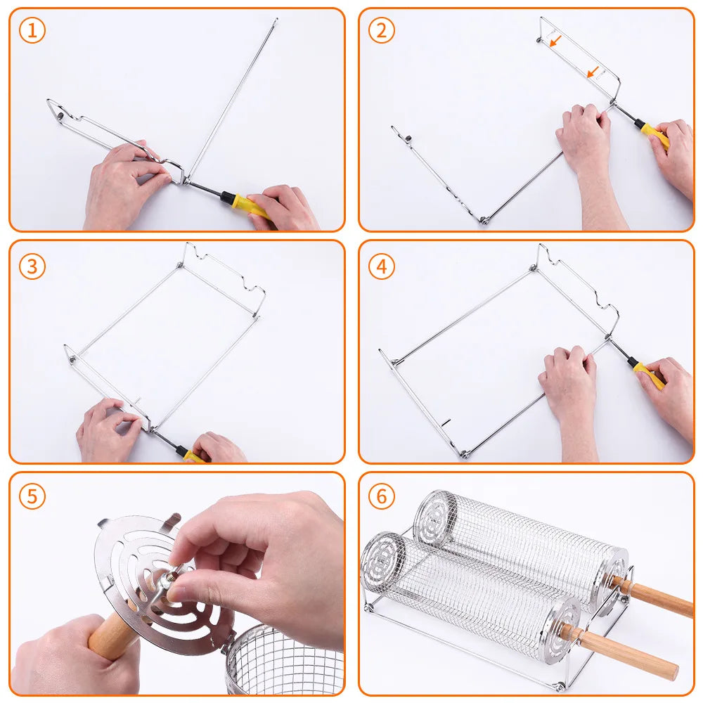 BBQ Basket Grilling Rolling  Mesh Cylinder.