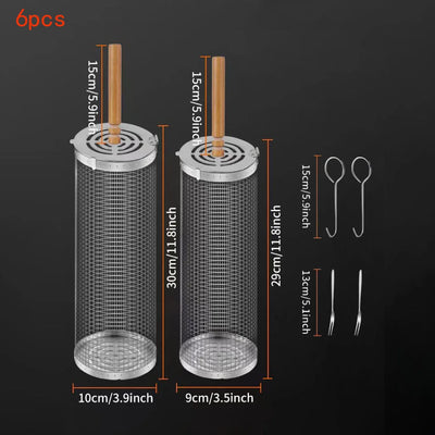 BBQ Basket Grilling Rolling  Mesh Cylinder.